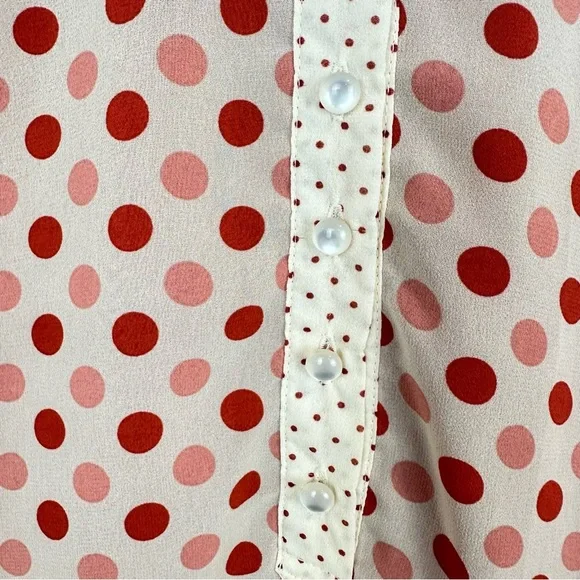 Tulle Polka Dot Ruffle Collar Mixed Print Blouse S - Picture 6 of 11